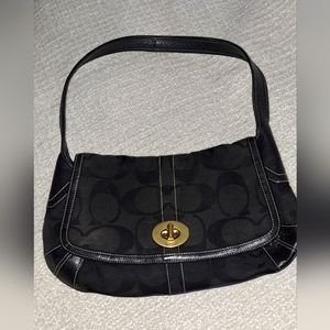 COACH Aunthentic Shoulder Bag Purse, Black with Gold Hardware